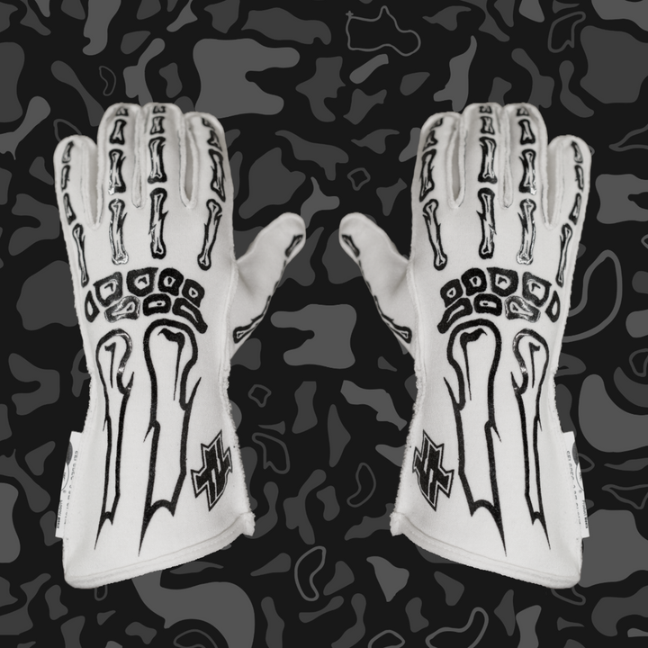 SFI Race Gloves - Skeleton Design & Outside Stitching
