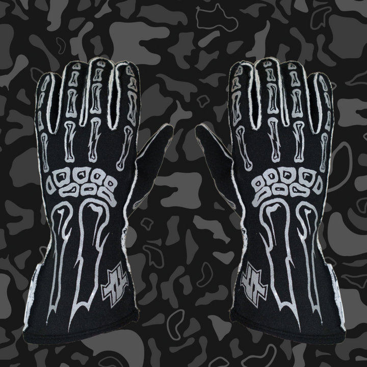 SFI Race Gloves - Skeleton Design & Outside Stitching