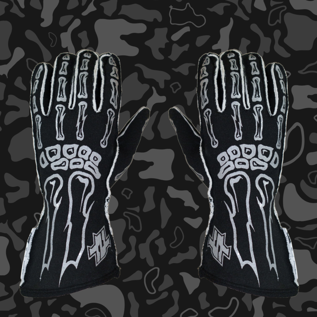 SFI Race Gloves - Skeleton Design & Outside Stitching