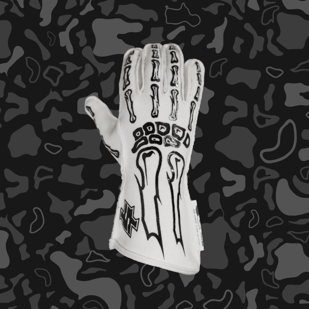 SFI Race Gloves - Skeleton Design & Outside Stitching